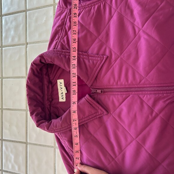 Berry Bold Ava & Viv Quilted Zip Jacket | Plus Size 3X - Picture 13 of 16